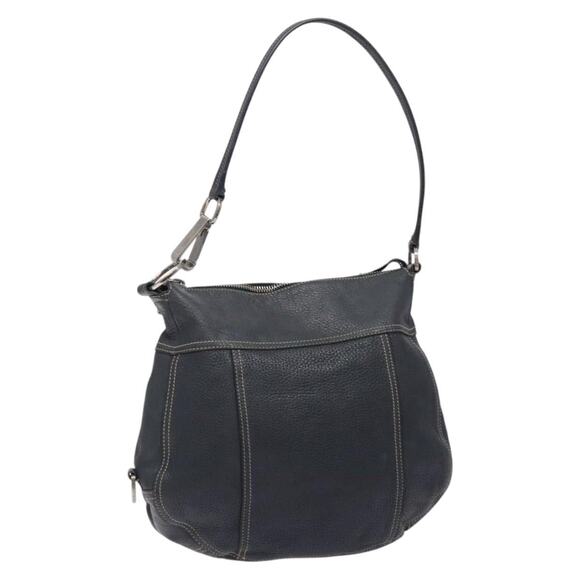PRADA Shoulder Bag Leather Navy Silver - Picture 1 of 12